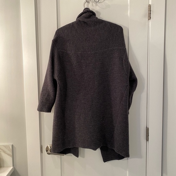 Grey Ribbed Babaton Merino Wool Cardigan - Picture 9 of 12